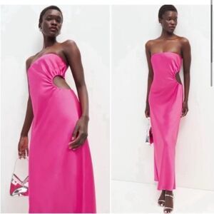 NEW Reformation Nevaeh Strapless Maxi Dress Cutout Flambé Pink Medium